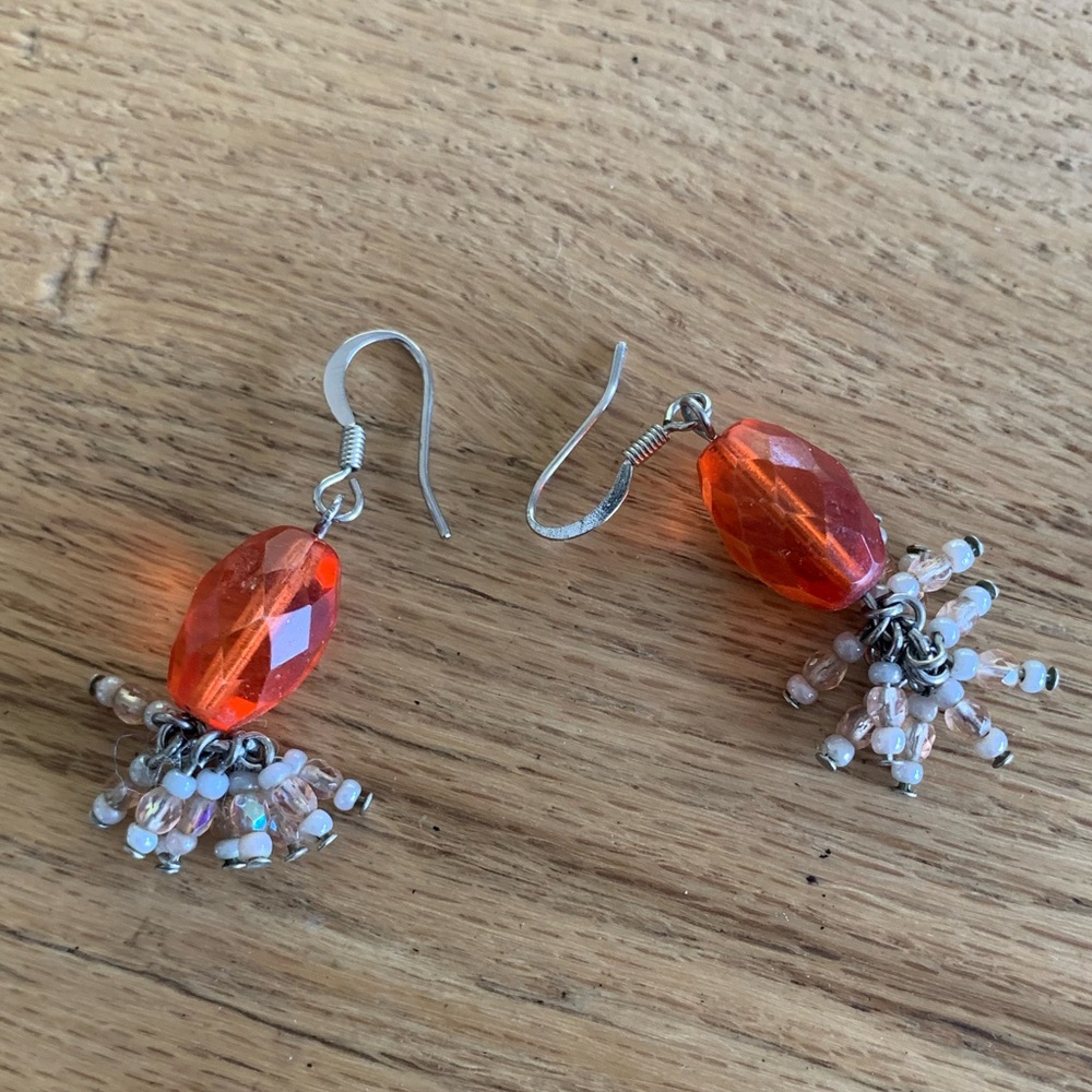 Orange‎ Bead Baby Octopus Pierced Earrings Women’s Preloved